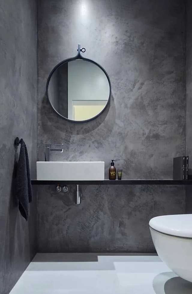 Grey Venetian plaster bathroom
